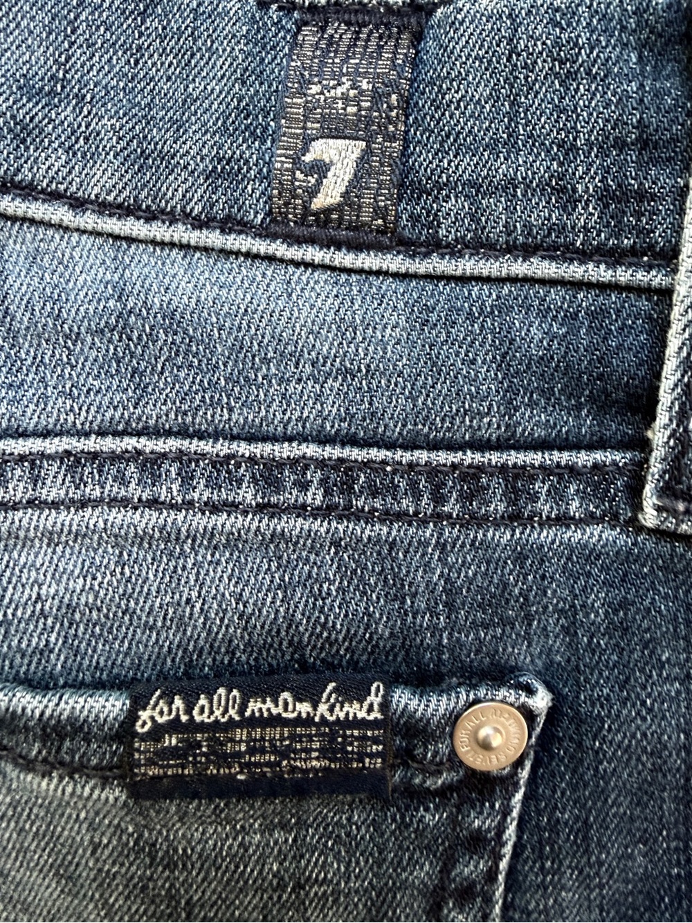 7 For All Mankind Vintage Bootcut Jeans Size 29 Squiggle Pocket Y2K - Picture 5 of 16
